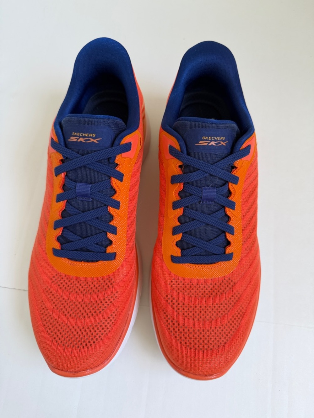 Skechers Slip-Ins Orange Athletic Sneakers with Navy Details - Picture 3 of 9